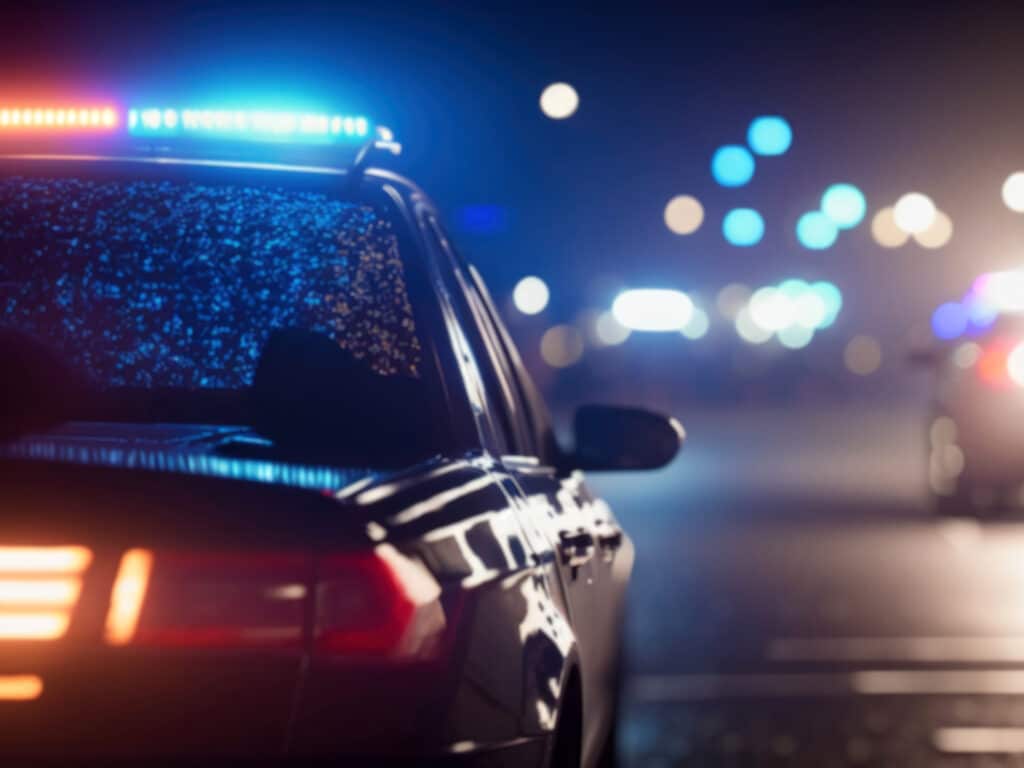 Police vehicle in motion