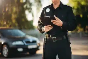 Police officer with clipboard