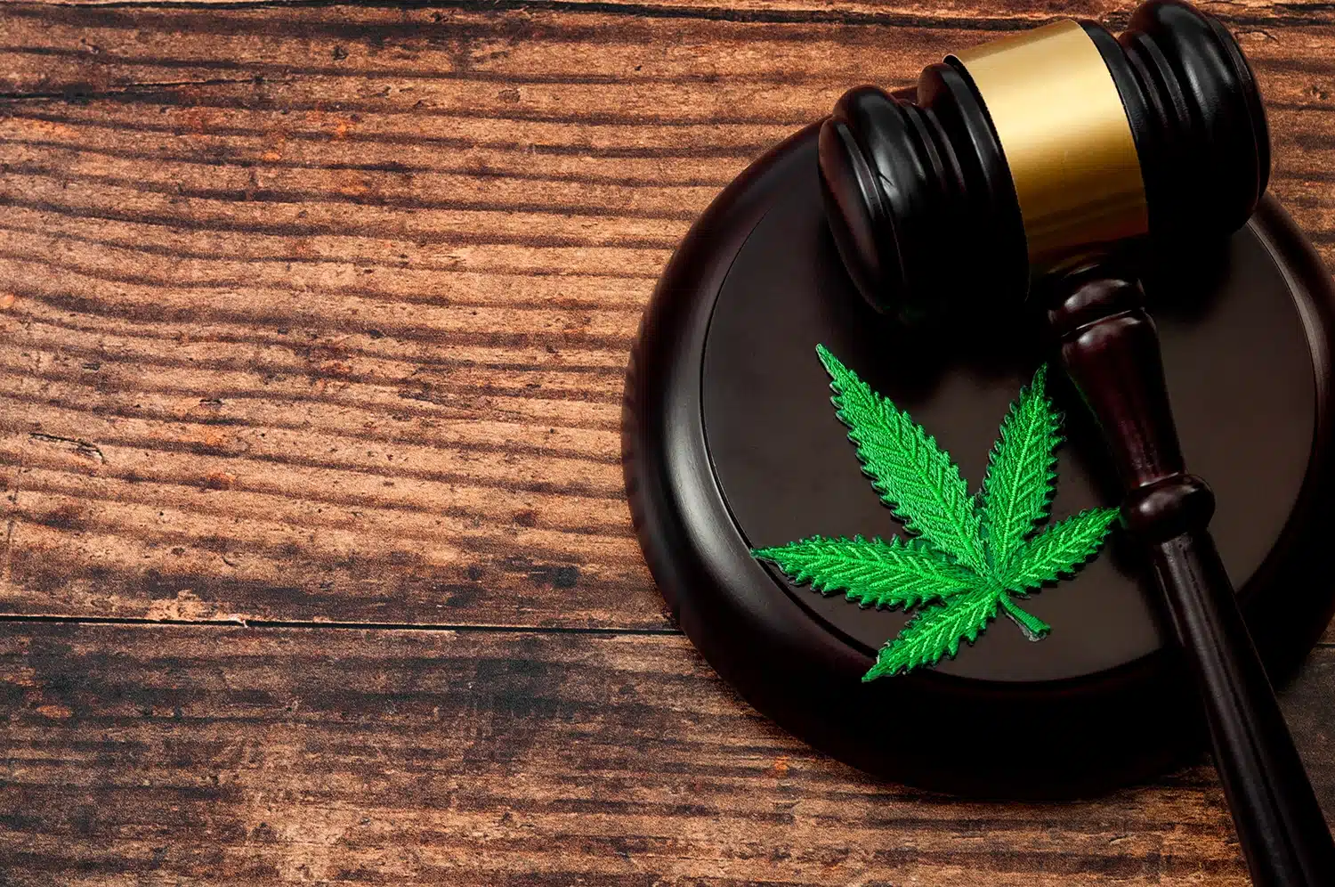 Marijuana leaf and gavel