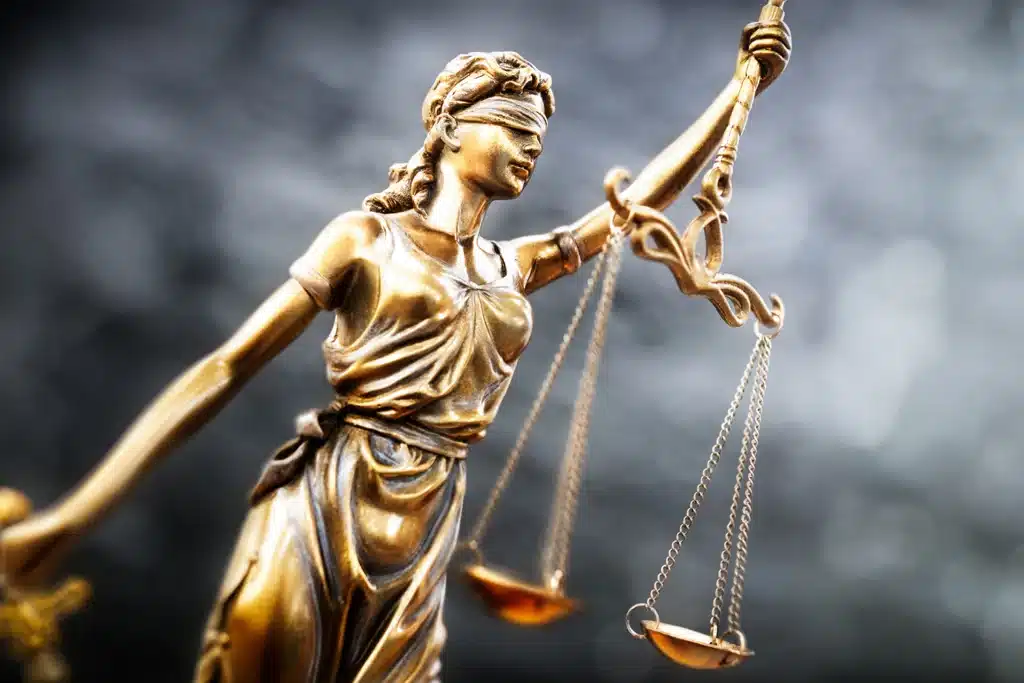 Lady of justice statue holding scales
