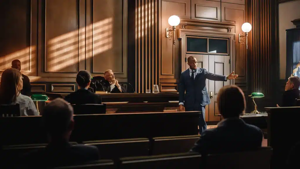 Attorney presenting case during court