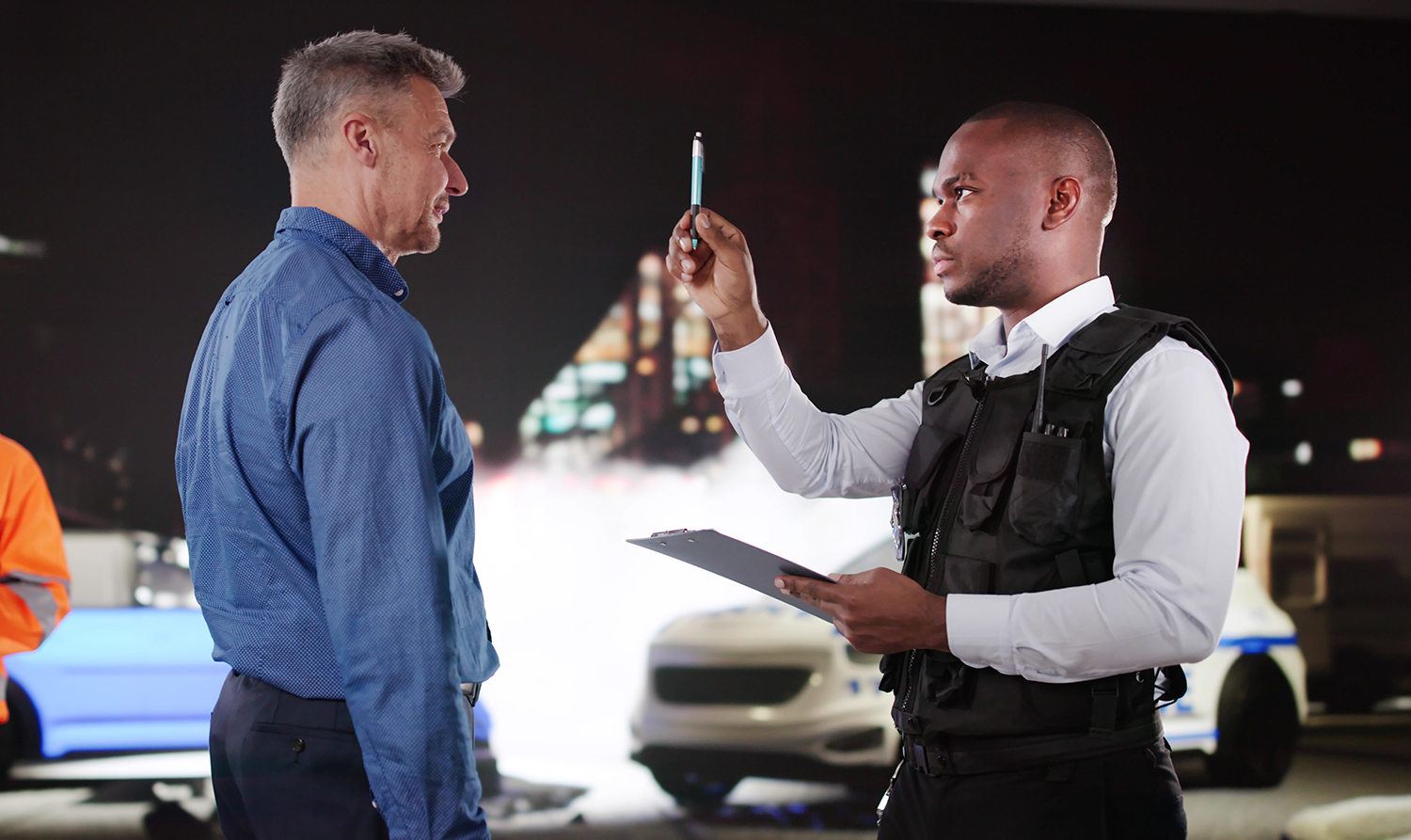 Police conducting field sobriety tests