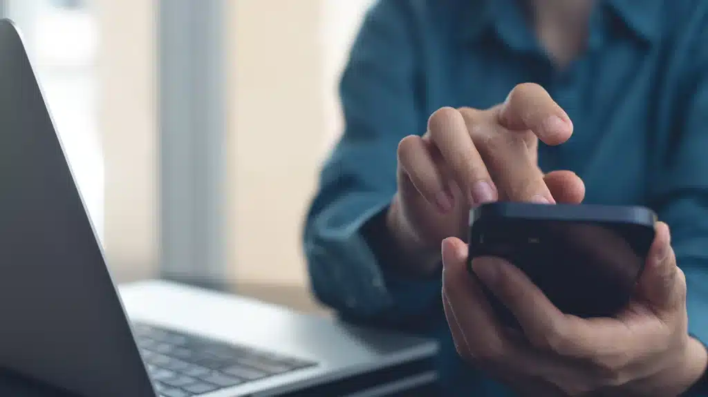 Individual using a smartphone