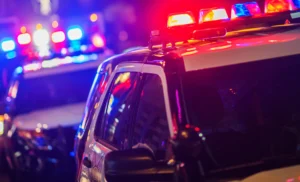 Police lights on at a DUI investigation